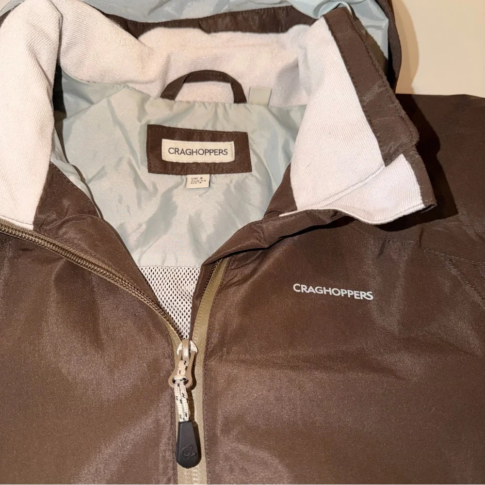 Craghoppers Waterproof Hooded Rain Jacket Brown Hiking Packable Sz S - Picture 3 of 16